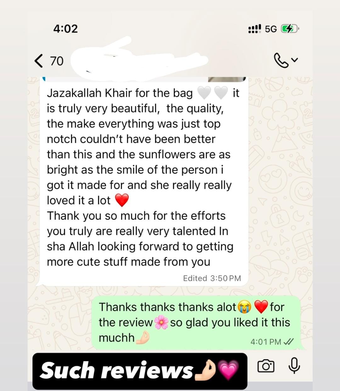 Customer testimonial